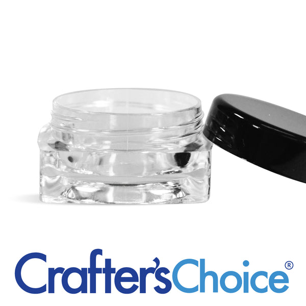 3 ml Clear Square Jar & Black Top - Zoom Media 1