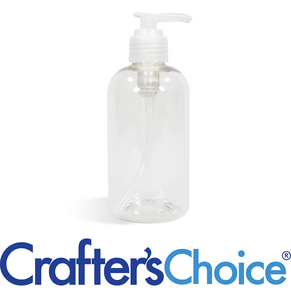 8 oz Clear Boston Round Bottle with Natural Saddle Pump - Zoom Media 1