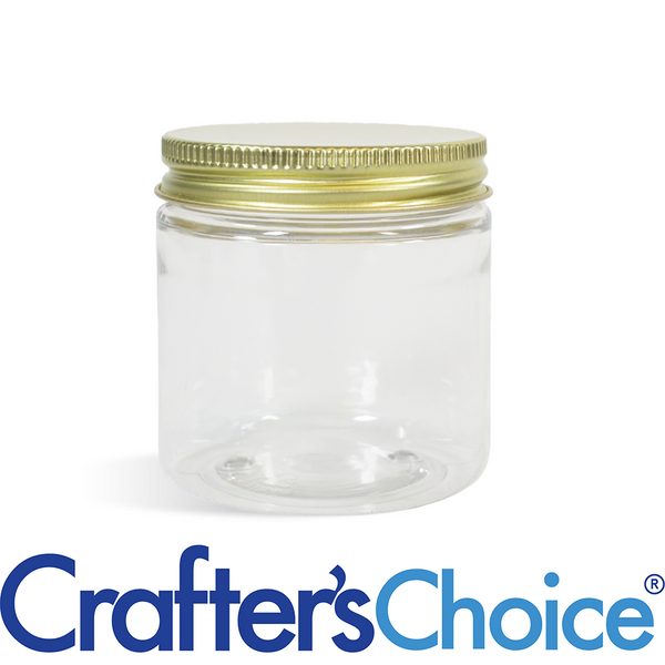 4 oz Clear Basic Jar & Gold Metal Top Set - Zoom Media 1