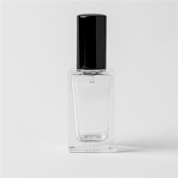 0.54 oz Clear Glass Perfume Bottle with Black Spray Top - Zoom Media 1