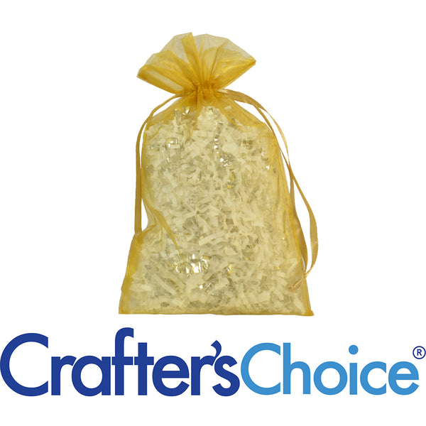 Organza Bag Gold 9x5.5 Inches - Zoom Media 1