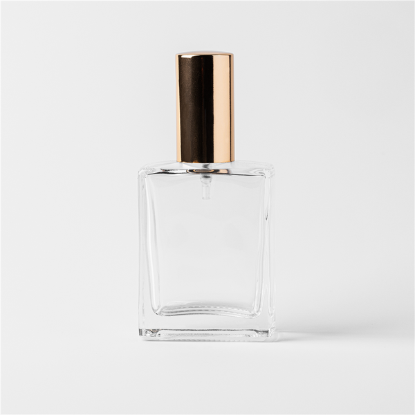 1.69 oz Clear Glass Perfume Bottle with Gold Spray Top - Zoom Media 1