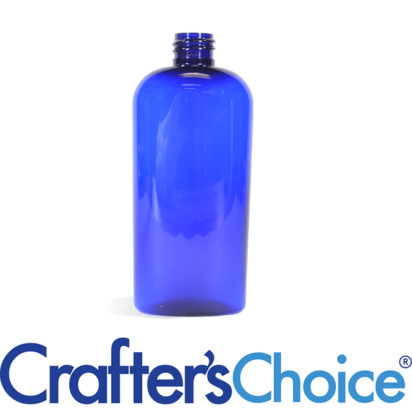 8 oz Blue Cosmo Oval Plastic Bottle - 24/410 - Zoom Media 1