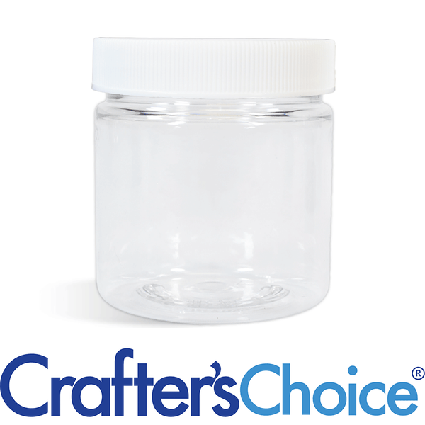 8 oz Clear Basic Jar & White Ribbed Top Set - Zoom Media 1