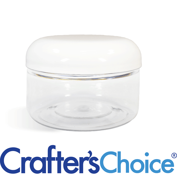 8 oz Clear Heavy Wall Jar & White Dome Top Set - Zoom Media 1
