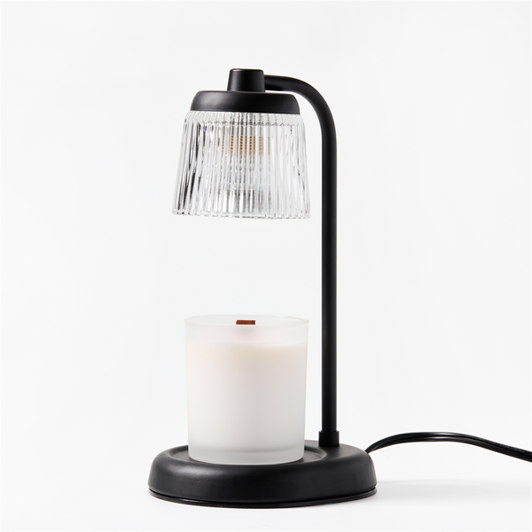 Fluted Glass Black Candle Warmer Lamp - Zoom Media 1