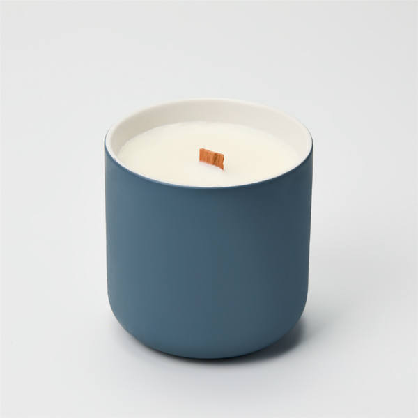 12 oz Teal Gray Ceramic Candle Jar - Zoom Media 1