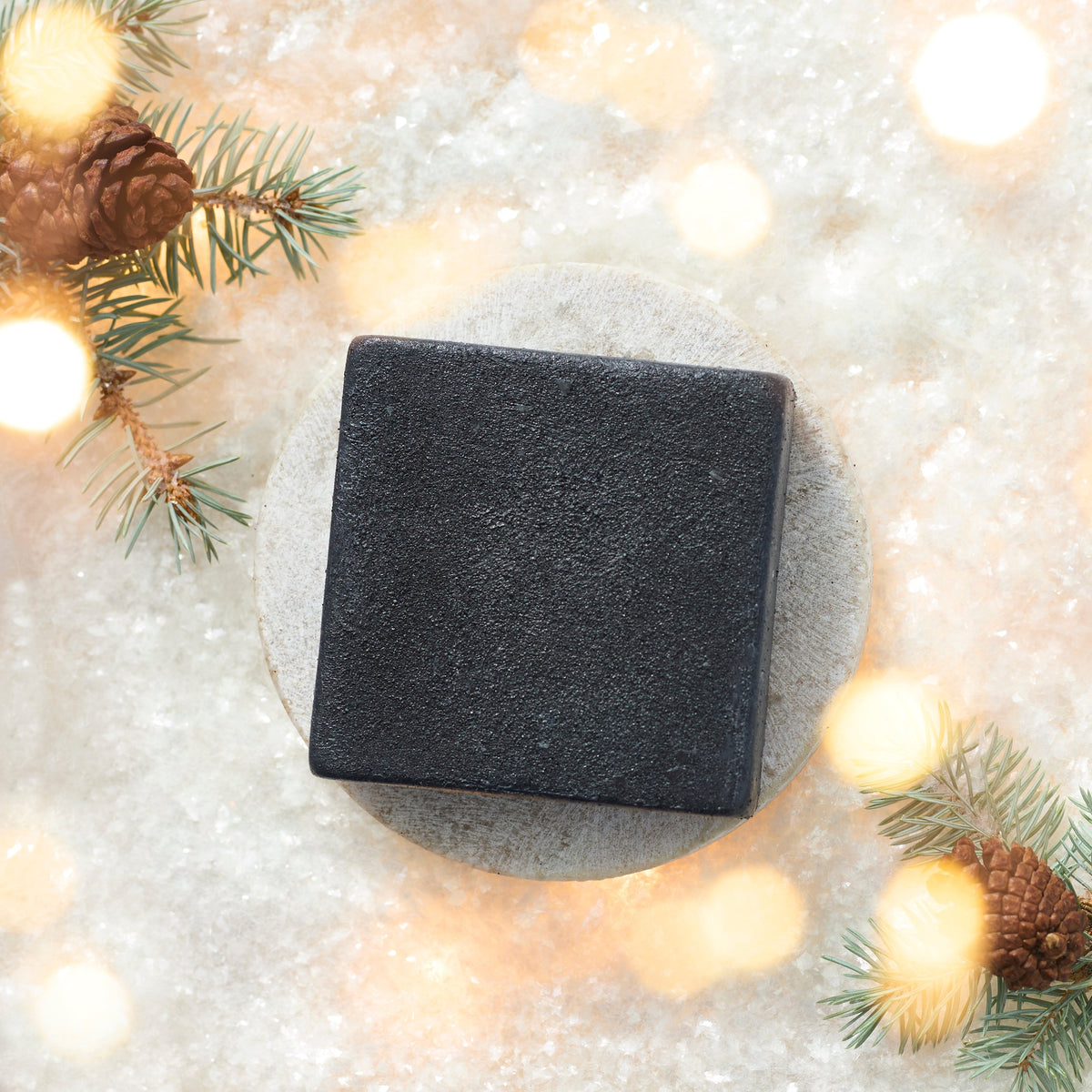 charcoal mp soap on a holiday background