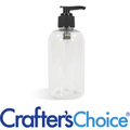 8 oz Clear Boston Round w/ Black Saddle Pump Set