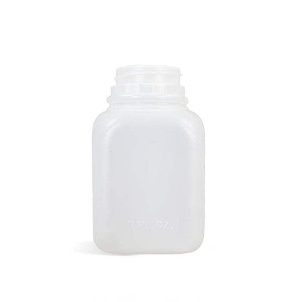8 oz Natural HDPE Square Bottle - 38/400 - Zoom Media 1