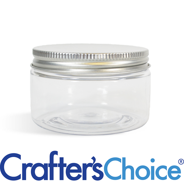 4 oz Clear Heavy Wall Jar & Silver Metal Top Set - Zoom Media 1