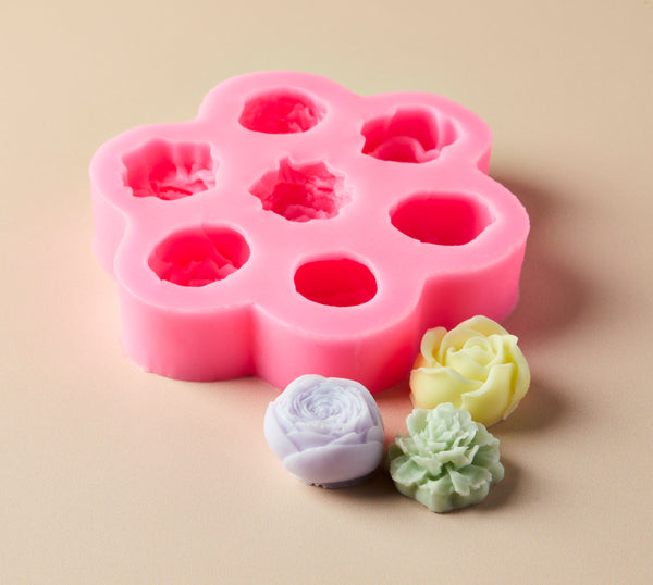 Silicone 7 Cavity Assorted Flower Mold - Zoom Media 1