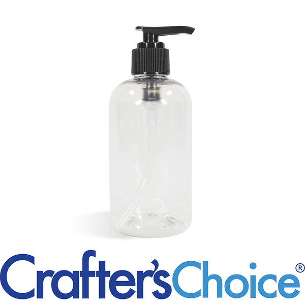 4 oz Clear Boston Round w/ Black Lotion Pump Set - Zoom Media 1