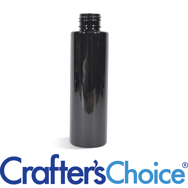 4 oz Black Cylinder Round Plastic Bottle - 24/410 - Zoom Media 1