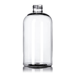 12 oz Clear PET Squat Boston Round Bottle - 24/410 - Zoom Media 1