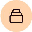 Black icon of a water bottle on a peach-colored background